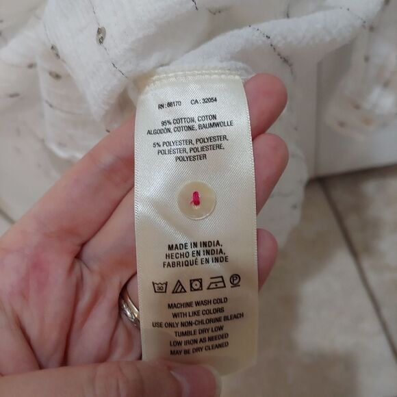 Feather Bone Anthro White Sequin Button Up Top XS - Picture 6 of 6